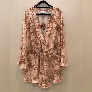 Pink floral short jumpsuit size 1X NWT